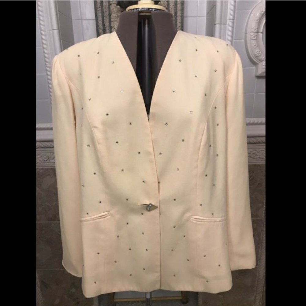 KATHERINE BISHOP. Size 22. Yellow Rhinestone Studded Dressy Jacket. Lined.  AL